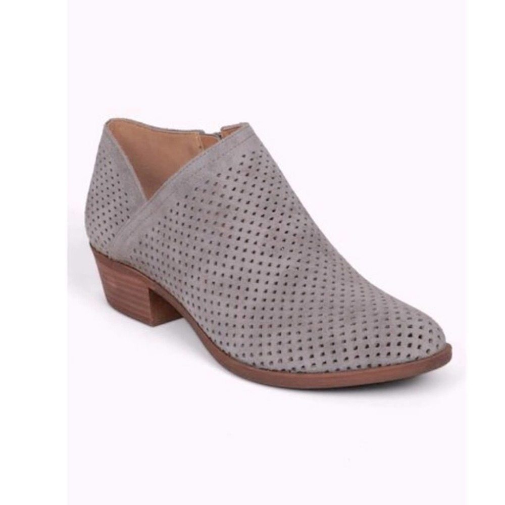 Lucky Brand Gray Suede Booties Baylah Perforated 8.5